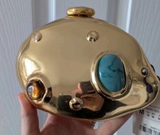 ZARA GOLD METALLIC MINAUDIÈRE HANDBAG STONE EMBELLISHMENT BRAND NEW TAGS