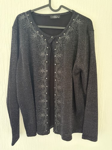 Black glitter lurex cardigan - glitter,