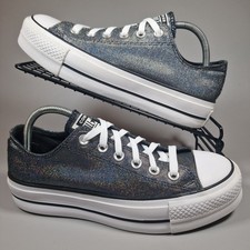 Converse Trainers Womens Size 6 All Star Eva Lift Iridescent Glitter Platform