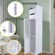 Toilet Paper Roll Holder White PVC Free Standing Bathroom Storage Cabinet Shelf