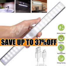 Rechargeable LED PIR Motion Sensor Light Strip Wireless Cabinet Closet Lamp USB