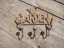 Garden Metal Coat & Hat or Tool 3 Hook Wall Mounted Rack Hooks Hanger Clothes