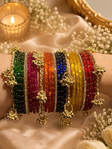 Multi kashmiri bangles glass - kashmiri,