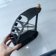 Remote Control Holder 4 Slot Compartments Black Organiser Rack METAL TV DVD Tidy