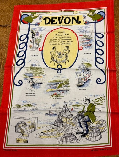 Vtg cotton souvenir tea towel - vtg,