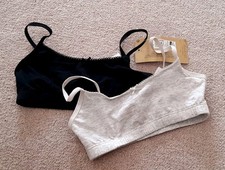 2 × M&S Girls Grey/Black Cotton 2 Pack First Bra Age 6-7 Years -BNWT- 