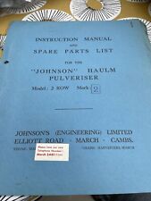 Johnson Haulm Pulveriser Mk2 Instruction /Parts Manual- Ferguson/Fordson Tractor