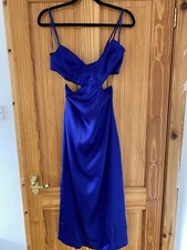 Blue Zara Satin Cut Out Midi Dress Size Large Women’s 