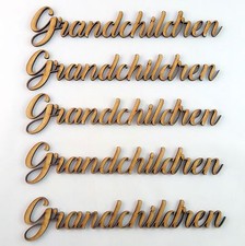 Grandchildren Word Cutout 5 pack MDF Laser Cut Wooden Craft Blank Family Tree