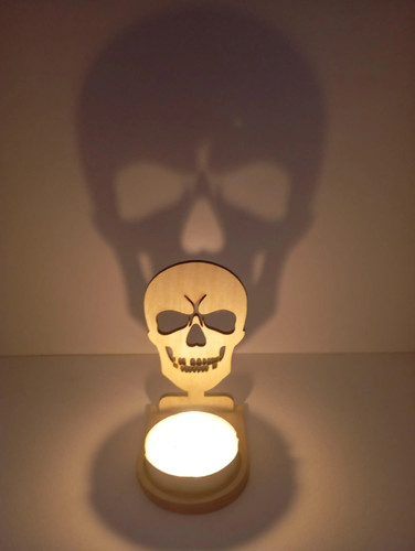 Wooden skull led candle - led,
