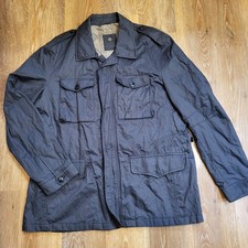 Milestone Field Jacket Mens XL Black Blue Pockets Military Cotton Waxy Canvas