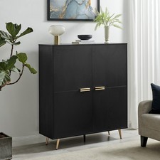 **Seconds** Ivala Black & Copper Effect Large 4 Door Sideboard Modern Minimalis