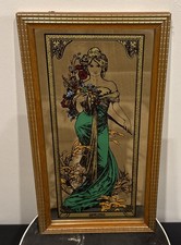 Vintage Four Seasons Mirror SPRING Alphonse Mucha Original 13”by 7”