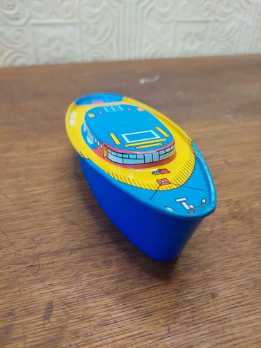 Vintage 1970 tin boat toy - vintage,