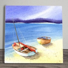 Boats Beach Ceramic Tile