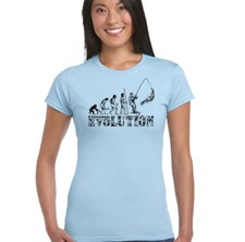 Fishing Evolution Womens Funny Fisherman T-Shirt Fish Tackle Rod Reel Sea Boat