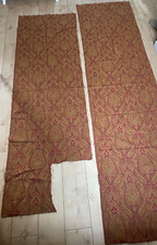 2 x Vintage Heavy Jaquard Tapestry Material Craft Upholstery Orange 240 x 70cm