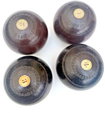 Set Of 4 Wooden Lawn Bowls by