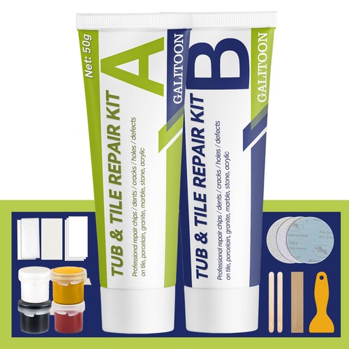 Bath repair kit white enamel - repair,
