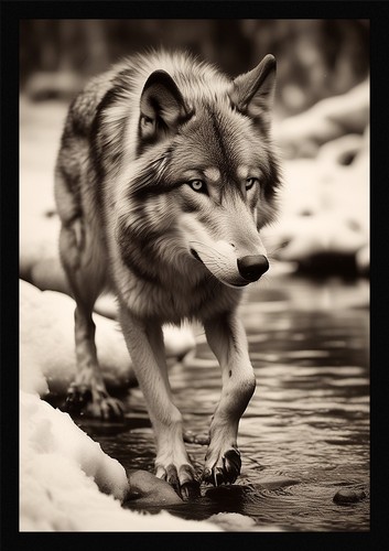 Wild wolf art stunning framed - wolf,