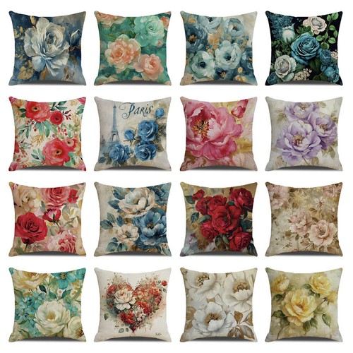 Blue floral home - floral, pillow