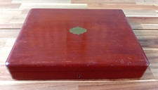 Antique Vintage Oak? Cutlery Box Blue Felt Lining Empty FREE P&P UK
