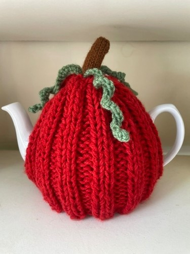Pumpkin knitted tea cosy - pumpkin,