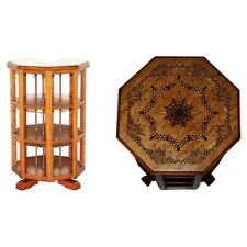 STUNNING BEAUTIFULLY INLAID OCTAGONAL REVOLVING BOOKCASE BOOK TABLE MUST SEE PIC