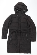 Michael Kors Women's Black Long Puffer Coat Hooded Belted Size M