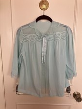 Vtg AQUA Blue Bed Jacket