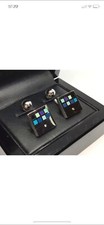 Hot Diamonds Cufflinks Solid Sterling Silver Blue Squares Boxed