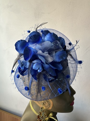 Blue fascinator wedding - fascinator,