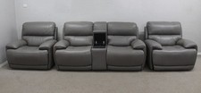 Furniture Village Link Grey Leather Power 2 Seater Sofa & 2 Power Armchairs