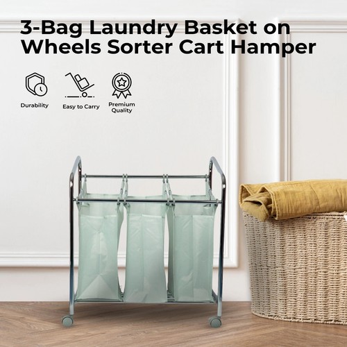 Bag laundry sorter - 3-bag, cart