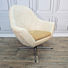 Retro Vintage Vinyl Swivel Lounge Chair – Mid Century Modern - Pod Scoop Style