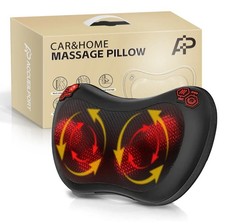 Massage Pillow w/ Heat - Kneads Neck, Back, Legs -Car & Home Cable Inc, Uk plug