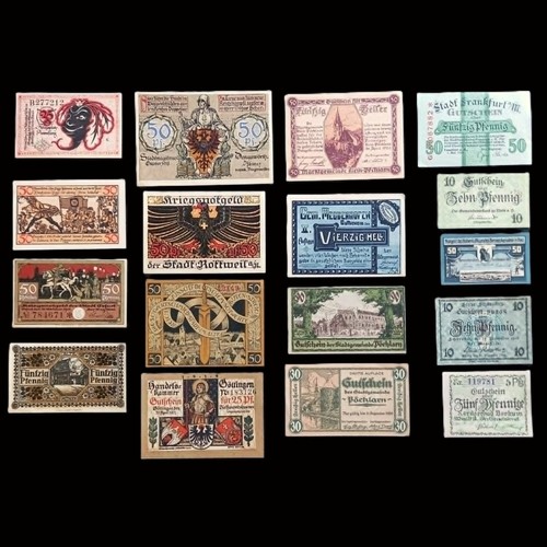 Antique banknote notgeld - notgeld, 17pc