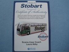 ATLAS EDITIONS-WORLD OF STOBART-CERT OF AUTHENTICITY. ( SCANIA IRIZAR COACH ).