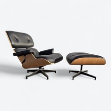 Herman Miller Eames Lounge Chair Tall Black & Oak Original with Ottoman