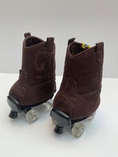 BUILD A BEAR BROWN SUEDE COWBOY BOOTS AND BLACK ROLLER SKATES SET