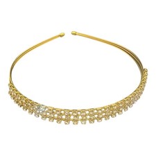 Gold crystal diamante tiara - gold,
