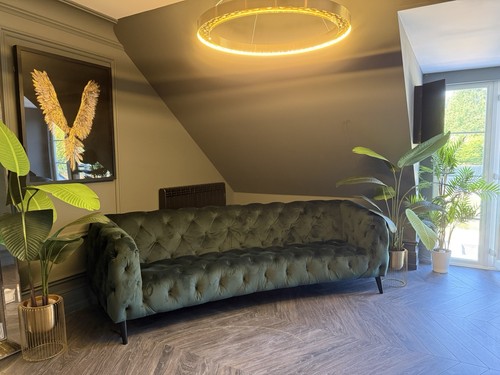 Green velvet chesterfield - velvet,