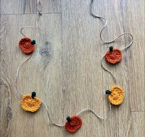Orange pumpkin crochet garland - crochet,
