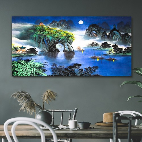 Chinese ink boats canvas print - chinese,