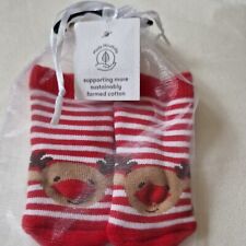 Red and White Striped Raindeer Baby Socks