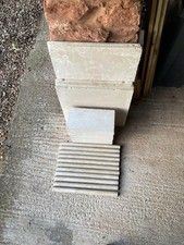Solid limestone slabs, stone fireplace hearth, stone window sill, stone steps