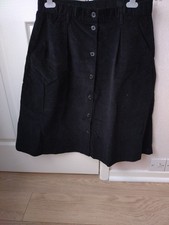 Ladies Damart Swede Black Skirt Size 14, Length 27", Buttons to Fasten New