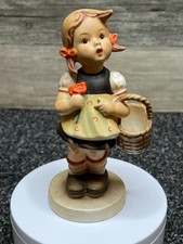Hummel “Sister” #98 Girl w/ Basket Box & Medallion Signed Western Germany