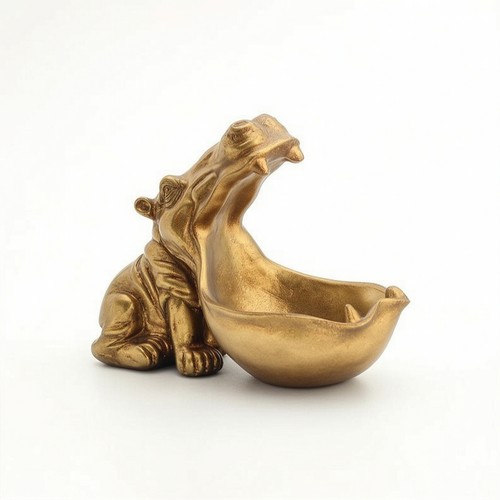 Hippo figurine with bowl - with,