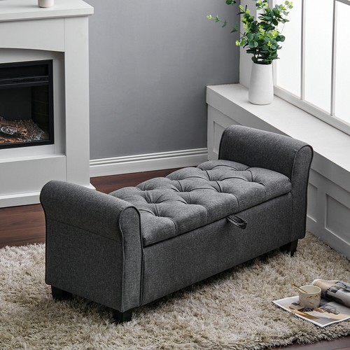Grey padded bed end - padded,